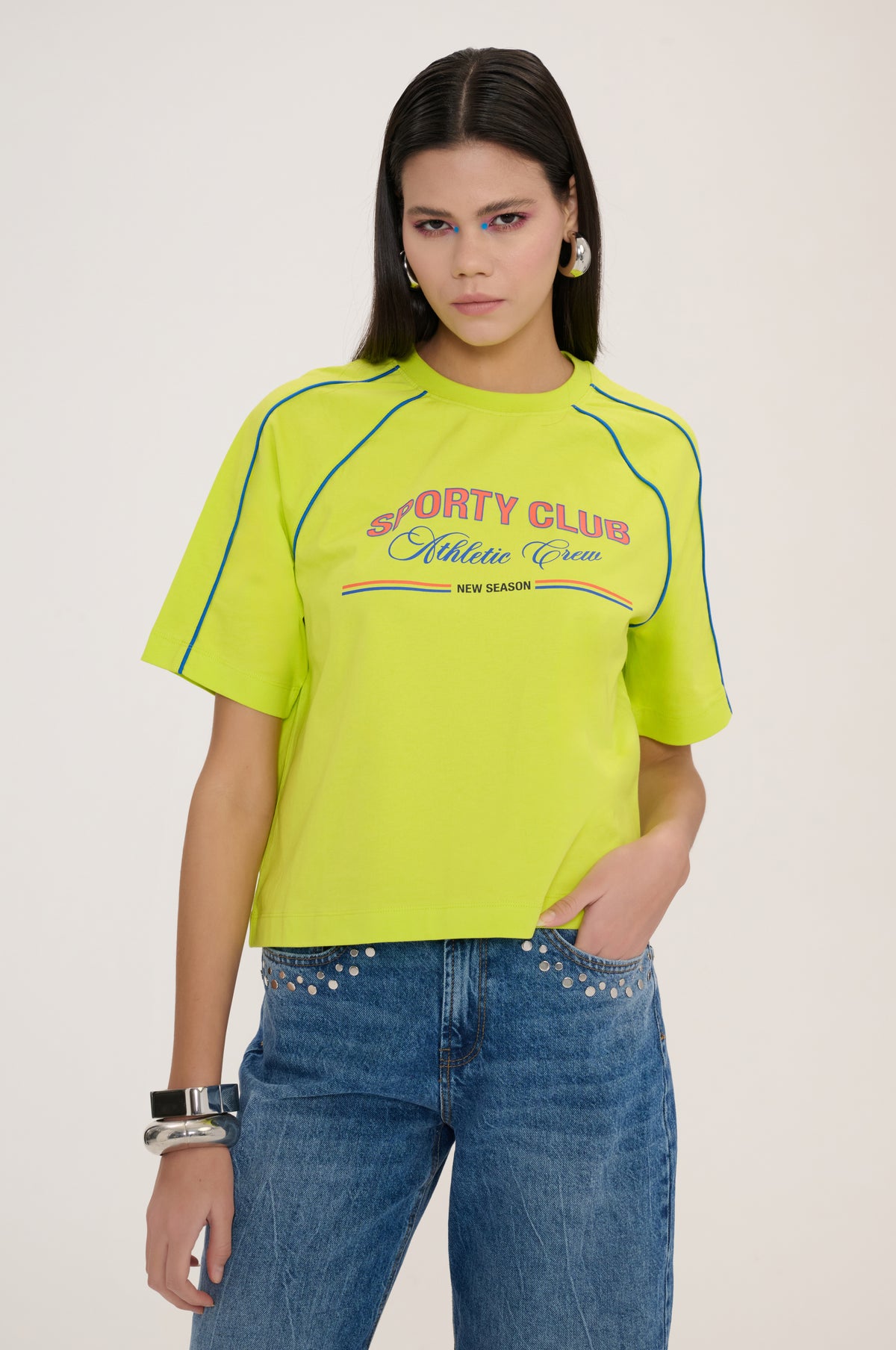 Basil Tee Crewneck Short Sleeve Cropped T-Shirt